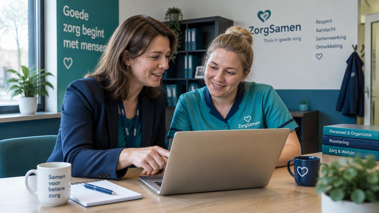 HR en zorgmedewerker bespreken uren en verlof