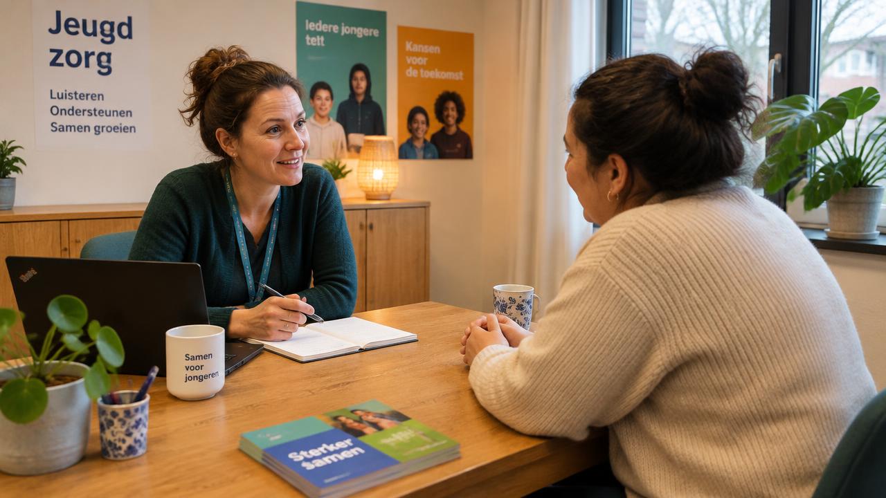 Intakegesprek met een ouder bij een jeugdhulporganisatie